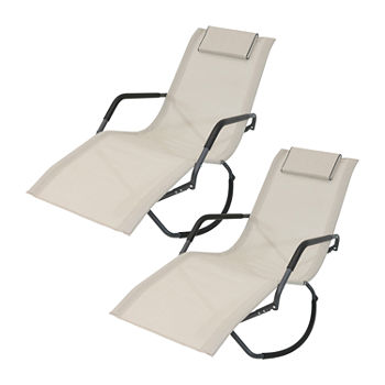 Folding Rocking Chaise 2 Pack Patio Lounge Chair