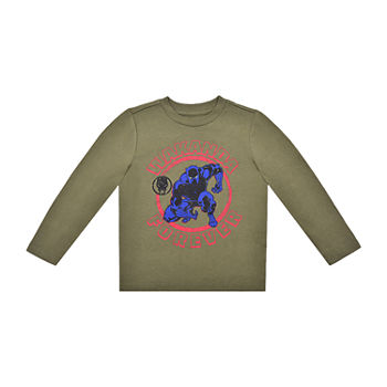 Okie Dokie Toddler Boys Crew Neck Black Panther Long Sleeve Graphic T-Shirt