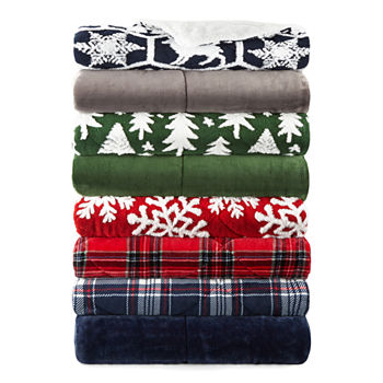 North Pole Trading Co. Faux-Mink To Sherpa Reversible Throw