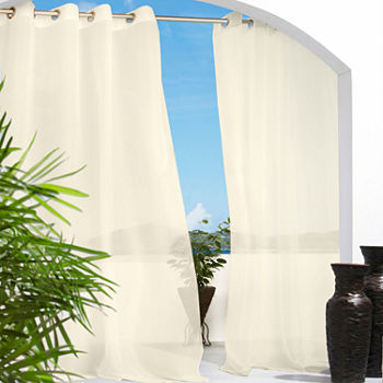 Escape Solid Energy Saving Light-Filtering Grommet Top Single Outdoor Curtain Panel