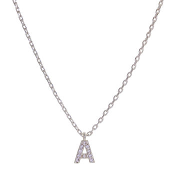 Sparkle Allure Initial Cubic Zirconia Pure Silver Over Brass 16 Inch Link Pendant Necklace