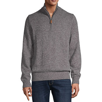 St. John's Bay Quarter Zip Mock Neck Long Sleeve Pullover Sweater