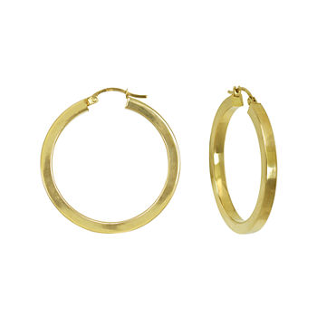 14K Yellow Gold 35mm Square Tube Hoop Earrings