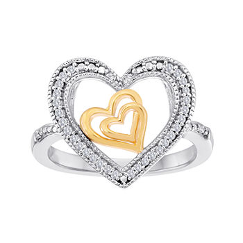 ForeverMine® 1/10 CT. T.W. Diamond Two-Tone Triple-Heart Ring