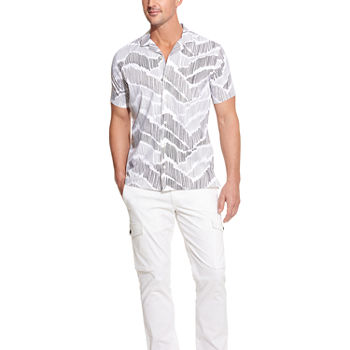 Van Heusen Mens Classic Fit Short Sleeve Abstract Button-Down Shirt