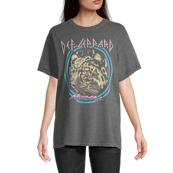 Def Leppard Juniors Womens Short Sleeve Oversized Graphic T-Shirt