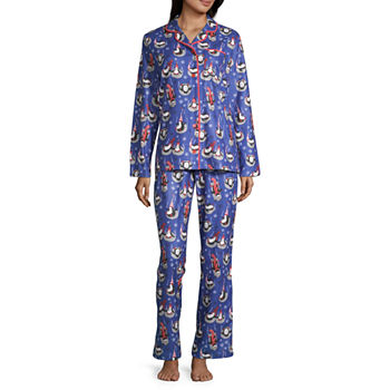 Nite Nite Munki Munki Penguin Family Coat Front Womens Long Sleeve 2-pc. Pant Pajama Set
