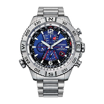 Citizen Promaster Navihawk Mens Atomic Time Silver Tone Stainless Steel Bracelet Watch At8220-55l
