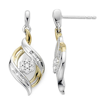 diamond blossom 1/4 CT. T.W. Diamond Sterling Silver with 14k Gold over Silver Accent Earrings
