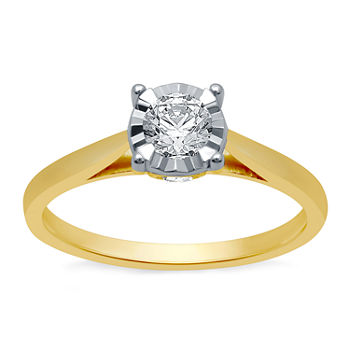 Ever Star Womens 1/2 CT. T.W. Lab Grown White Diamond 10K Gold Round Solitaire Engagement Ring