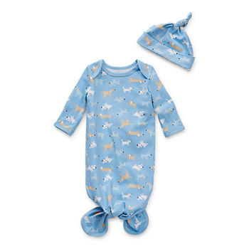 Baby Essentials Knotted Baby Boys Long Sleeve Round Neck Nightgown