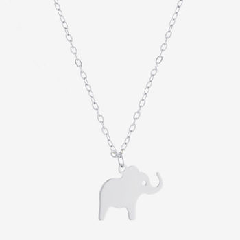 Silver Treasures Elephant Sterling Silver 16 Inch Cable Pendant Necklace