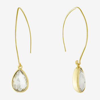 Sparkle Allure Crystal 24K Gold Over Brass Pear Drop Earrings