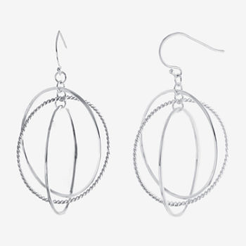 Silver Reflections Pure Silver Over Brass Round Drop Earrings