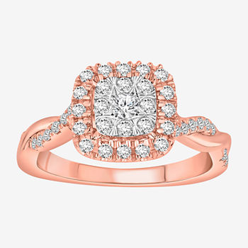 Modern Bride Signature Womens 1/2 CT. T.W. Genuine White Diamond 10K Rose Gold Engagement Ring