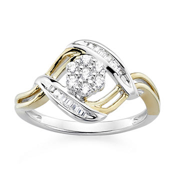 diamond blossom 1/4 CT. T.W. Diamond Sterling Silver with 14k Gold over Silver Accent Ring