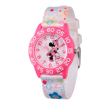 Disney Minnie Mouse Girls White Strap Watch Wds000164
