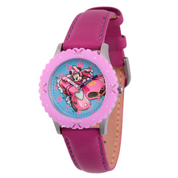 Disney Minnie Mouse Girls Purple Leather Strap Watch Wds000183