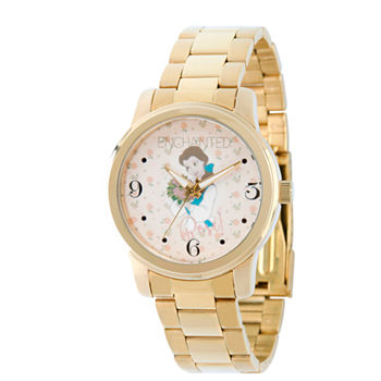 Disney Beauty and the Beast Belle Princess Womens Gold Tone Stainless Steel Bracelet Watch Wds000235