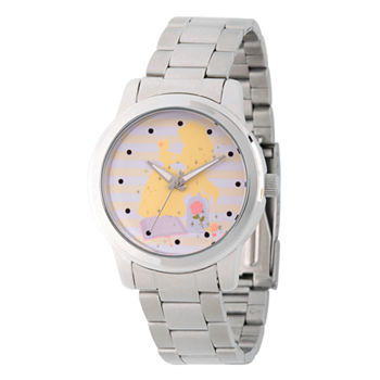 Disney Beauty and the Beast Belle Princess Womens Silver Tone Stainless Steel Bracelet Watch Wds000236