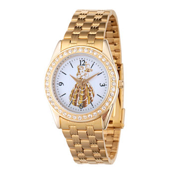 Disney Beauty and the Beast Belle Princess Womens Gold Tone Stainless Steel Bracelet Watch Wds000239