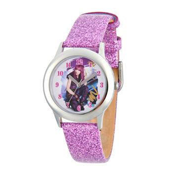 Disney Descendants Girls Purple Leather Strap Watch Wds000247