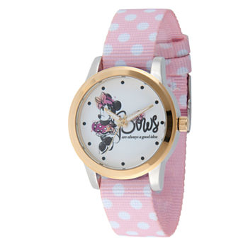 Disney Minnie Mouse Womens Pink Strap Watch Wds000259