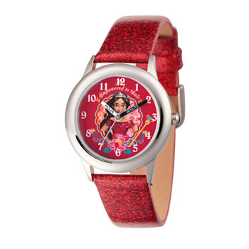 Disney Princess Elena of Avalor Girls Red Leather Strap Watch Wds000282