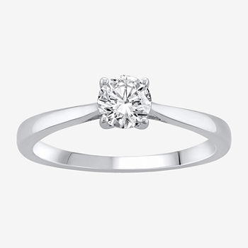 Womens 1/2 CT. T.W. Lab Grown White Diamond 10K White Gold Round Solitaire Engagement Ring