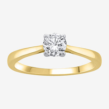 Womens 1/2 CT. T.W. Lab Grown White Diamond 10K Two Tone Gold Round Solitaire Engagement Ring