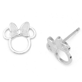 Disney Minnie Outline Sterling Silver Stud Earrings