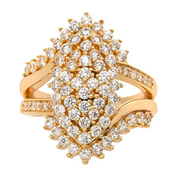 Sparkle Allure Cubic Zirconia 14K Gold Over Brass Round Cocktail Ring