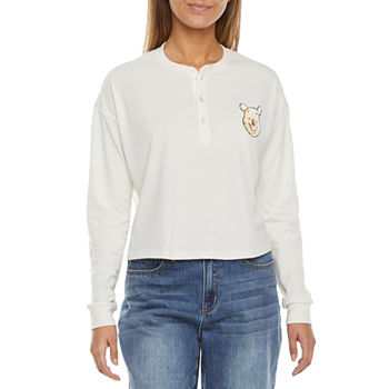 Mighty Fine Juniors Womens Crew Neck Long Sleeve Winnie The Pooh Graphic T-Shirt