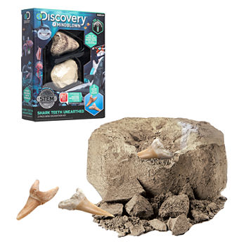 Discovery #Mindblown Mini Shark Tooth Dig Set, 2 Pack Excavation Kit w/ Chisel, App & Poster