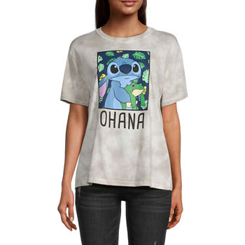 Stitch Ohana Juniors Womens Oversized Graphic T-Shirt