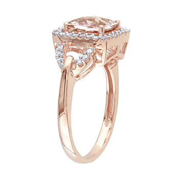 Genuine Morganite and Diamond 10K Rose Gold Ring