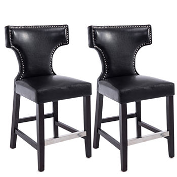 Kings Metal Studded Bonded Leather Counter Height Bar Stool