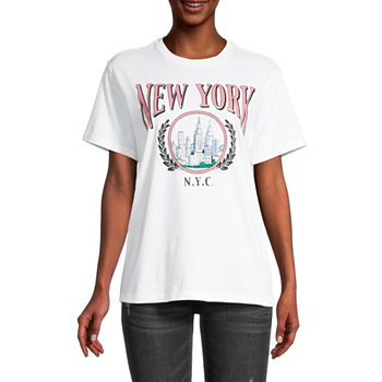 New York Juniors Womens Boyfriend Graphic T-Shirt