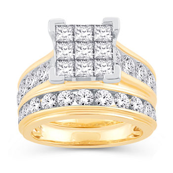 Womens 4 CT. T.W. Genuine White Diamond 14K Gold Bridal Set
