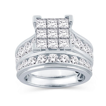 Womens 4 CT. T.W. Genuine White Diamond 14K Gold Engagement Ring