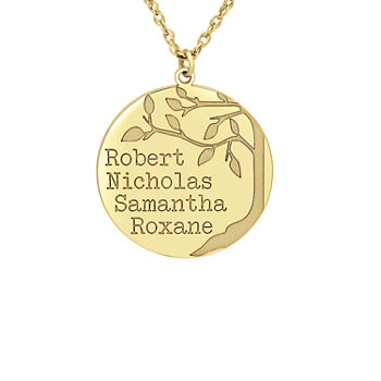 Personalized Womens 24K Gold over Silver Family Tree Name Pendant Necklace