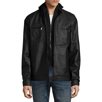 Vintage Leather Racing Jacket With Detachable Hood