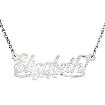 Personalized 13x35mm Diamond-Cut Scroll Name Necklace