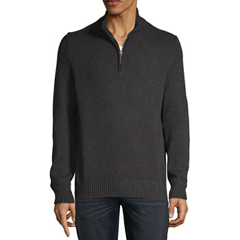 St. John's Bay Quarter Zip Mock Neck Long Sleeve Pullover Sweater