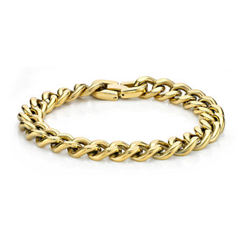 Mens Stainless Steel & Gold-Tone IP 9" 12mm Chunky Curb Bracelet