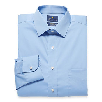 Stafford Magna Ready® Mens Spread Collar Long Sleeve Adaptive Stretch Wrinkle Free Dress Shirt