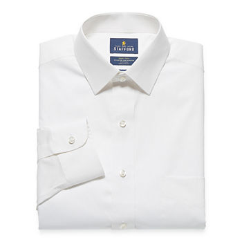 Stafford Magna Ready® Mens Spread Collar Long Sleeve Adaptive Stretch Fabric Wrinkle Free Dress Shirt