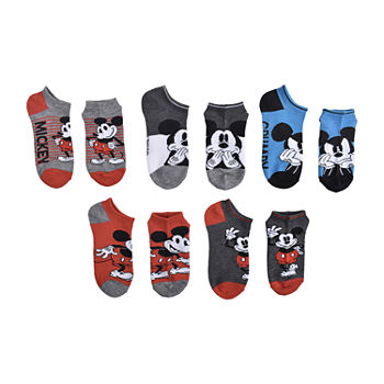Little & Big Boys 5 Pair Mickey Mouse Multi-Pack No Show Socks