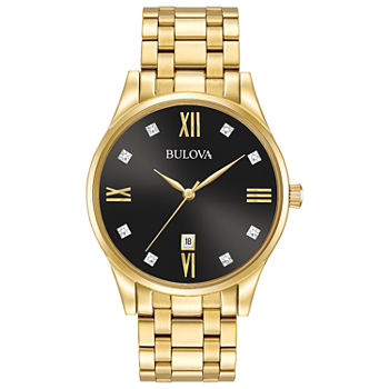 Bulova Classic Mens Gold Tone Stainless Steel Bracelet Watch 97d108