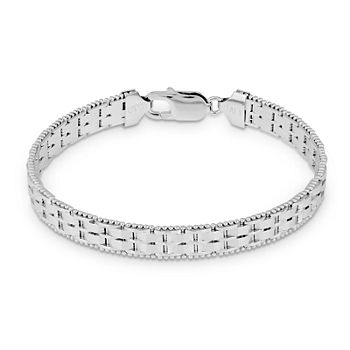 Made in Italy Sterling Silver 7.5 Inch Solid Herringbone Round Chain Bracelet